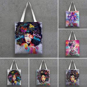 Bolso de lona con patrón de dibujos animados de los <span class=keywords><strong>pueblos</strong></span> indígenas de las mujeres de la tribu Africana popular - Product Image 1