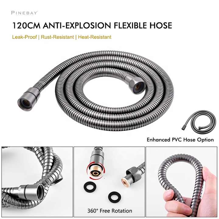 PINEBAY High Quality Bathroom Gun Metal Bidet Sprayer WC SUS304 Handheld Douche Spray Shower Kit ...