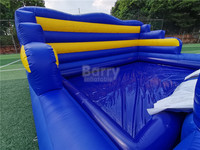 Glissière d'eau gonflable bleue à double voie pour enfants, Commercial, avec piscine, pour adultes, chine, 55x14m