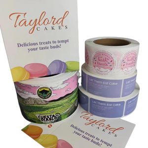 Tùy chỉnh Vinyl Sticker bánh sinh nhật in ấn dính nhãn tùy chỉnh đầy màu sắc Nhãn dán nhãn tráng miệng màu tím màu hồng cuộn nhãn - Product Image 1