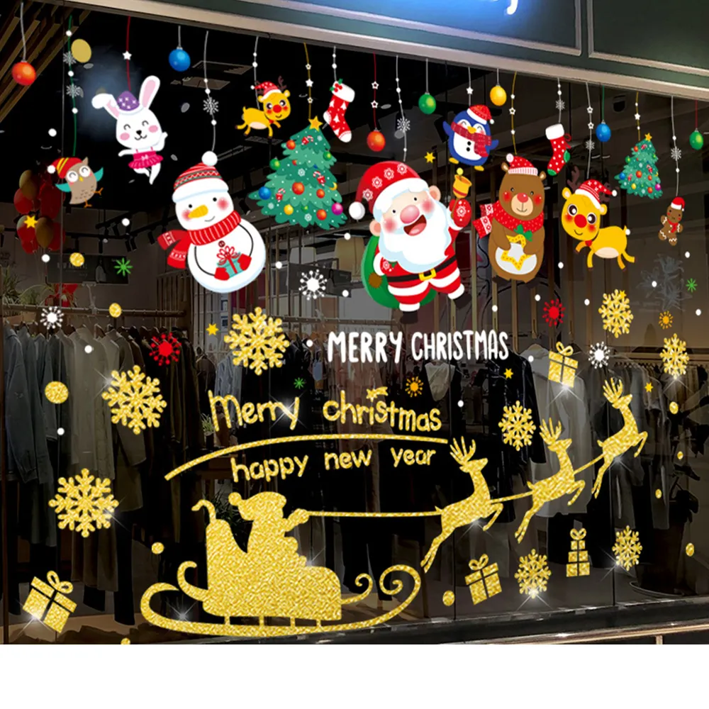 Window Stickers Winter Snowflake Wall Stickers New Year Christmas Window Wall Decals Xmas Christmas Decoration