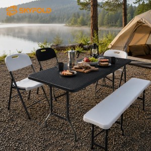 Ensemble table et chaises pliantes d'extérieur en PEHD blanc, vendu directement d'usine – Option économique pour événements design - Product Image 2