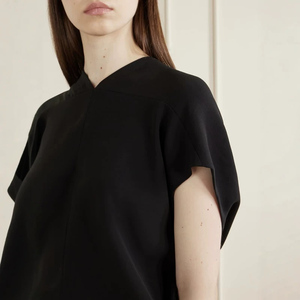 Robe noire élégante pour femmes, robe midi en soie avec fente latérale, robe de soirée cintrée à la taille pour affiner la silhouette - Product Image 4