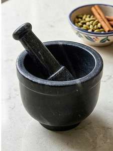 Mortero y Pilón de Piedra Negra Natural de 5x6 Pulgadas, Estilo Japonés, Resistente, Apto para Lavavajillas, Herramienta para Moler Especias, Hierbas, Ajo y Jengibre - Product Image 3