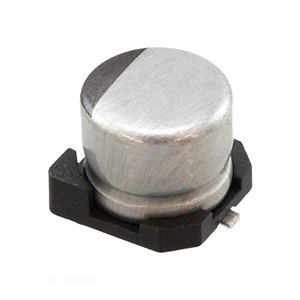 ตัวเก็บประจุแบบติดผิว (Surface Mount) รุ่น UCQ1E100MCL1GB ของแท้ ยี่ห้อ CAP ALUM ความจุ 10 ไมโครฟารัด 20% 25 โวลต์ - Product Image 1