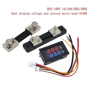 DC0-100V 1A 10A 50A 100A Voltmeter Ammeter merah biru LED Amp Dual Digital Volt Meter Gauge 0.56 ''layar LED 50A 100A didiver