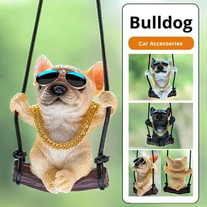 New Cartoon Resin French Bulldog Puppy Car Pendant Rearview Mirror Hanging Ornament - Product Image 2