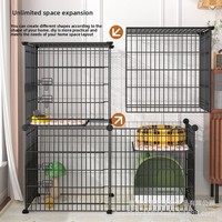 Cage pour chat d'intérieur modulable en gros, à assembler soi-même, en treillis métallique, conception grand espace, utilisable toutes saisons, pour chats de taille moyenne et petite (jusqu'à 22,7 kg)