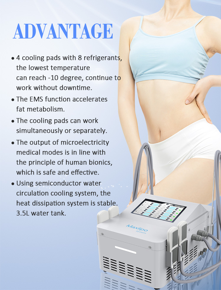 Portable Cryotherapy cooling ems pads, 4 cryolipolysis ems plate freezing slimming machine LF-272