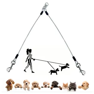 2-in-1 çelik tel 1 tow 2 köpek tasma güvenli eğitim ve büyük ve küçük köpek ırkları yürüyüş için 360 dolaşmayan rotasyon