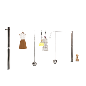 Porte-manteaux muraux en acier inoxydable Art Déco - Étagères de présentation multifonctionnelles pour les magasins de vêtements pour femmes et enfants - Product Image 6