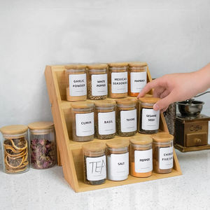 Set <span class=keywords><strong>di</strong></span> 12 Barattoli in <span class=keywords><strong>Vetro</strong></span> da 4oz per Spezie <span class=keywords><strong>con</strong></span> <span class=keywords><strong>Coperchio</strong></span> in Bambù e Supporto in Legno, Vendita Calda - Product Image 1
