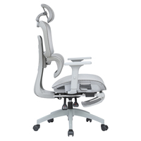 Chaise de bureau ergonomique pivotante avec dossier double en maille, repose-pieds rétractable, accoudoirs réglables, inclinaison multi-verrouillable et hauteur réglable