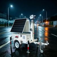 Caméras solaires pliables de surveillance de carrière sur remorques de sécurité avec 4 pieds de support pour la surveillance des parcs industriels