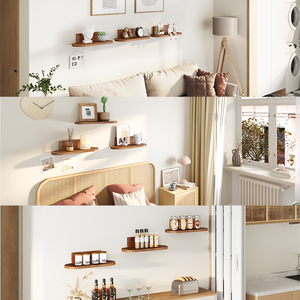 رف خشبي ريفي مثبت على الحائط عالي الجودة، رف حائط عائم حديث، رف تخزين من الخشب الصلب الفاخر - Product Image 6