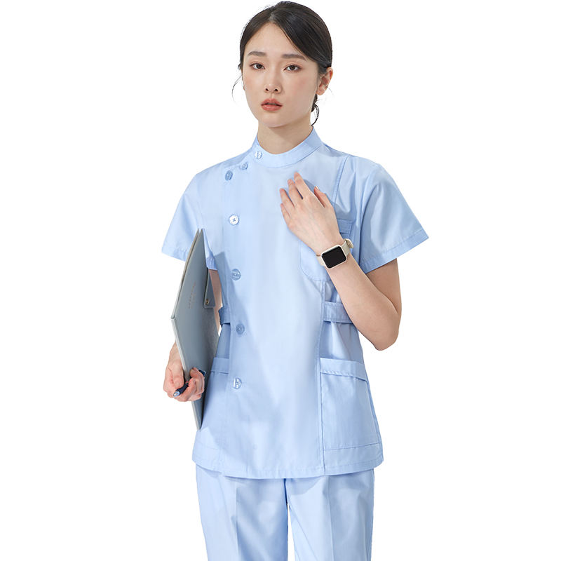 เสื้อแขนสั้นสีฟ้าผู้หญิง