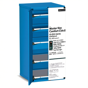 Fami Master Key Comfort C0-EH=36X36 <b>Drawer</b> Cabinet 3 <b>Drawers</b> 714x751x1500mm Anthracite Grey RAL7016 <b>Tool</b> Storage - Product Image 2