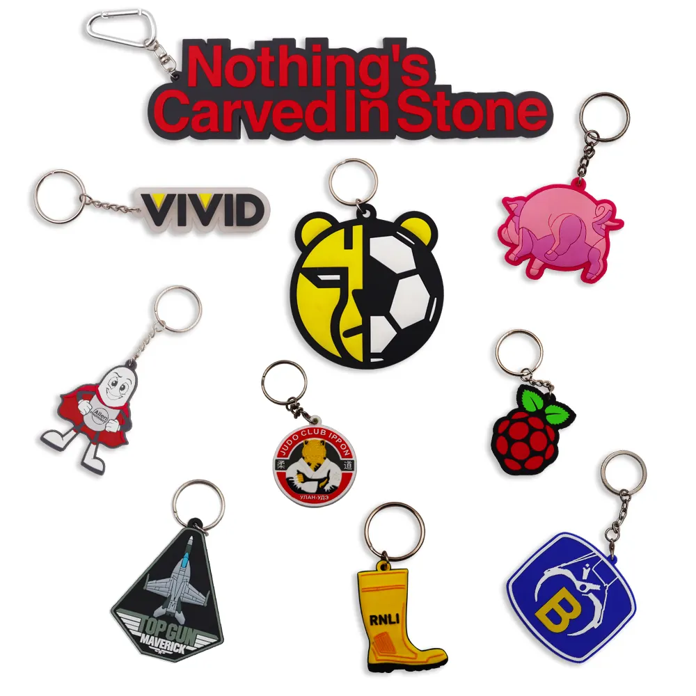 Wholesale 3d Soft Pvc Silicone Die Cut Keyring De Anime Football Keychains Key Chain Rubber Kawaii Custom Logo Keychain