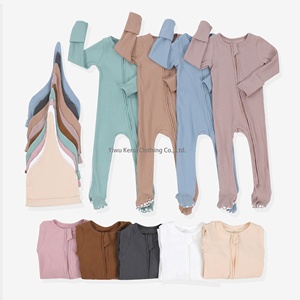 Kerui Unisex Dây Kéo Footie Quần Áo Trẻ Em 100% Cotton Mùa Hè Giản Dị Rompers Trẻ Sơ Sinh Kích Thước Dài Tay Áo Dệt Kim Bodysuit Bán Buôn - Product Image 4