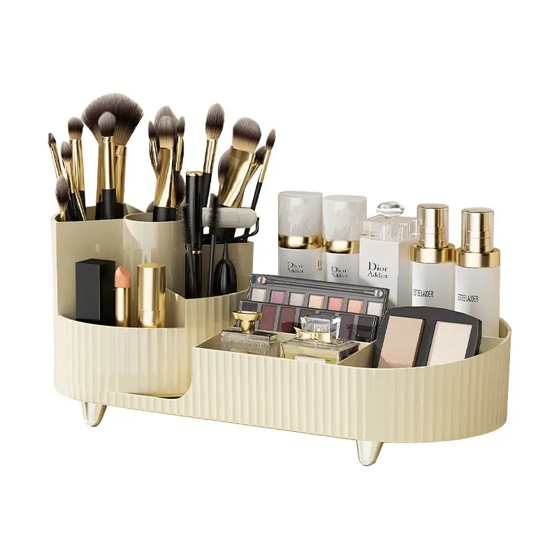 Cosmetics storage box Rotating pen holder Vanity table desktop large capacity makeup brush lipstick eyeshadow powder puff shelf