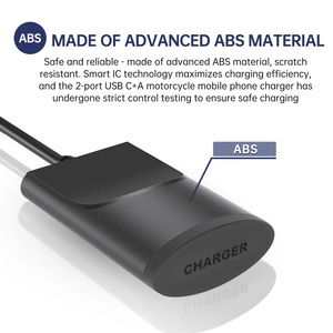 <span class=keywords><strong>Chargeur</strong></span> rapide étanche 12-24V QC3.0 double port USB-A+USB-C+Type-C pour guidon de <span class=keywords><strong>moto</strong></span> et téléphone portable - Product Image 2
