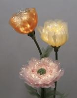 Harga Pabrik Bunga Peony Raksasa dari Organza Sutra dengan Lampu LED untuk Dekorasi Panggung Pernikahan, Pajangan Jendela Hotel, Bunga Besar dengan Lampu