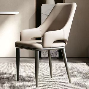 Silla de Diseño Minimalista, Tapizada en <span class=keywords><strong>Cuero</strong></span> PU Premium, Patas de Metal Negro para Hogar, Restaurante, Cafetería - Product Image 3