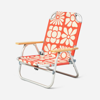 Chaises longues pliantes de camping et de plage 2026 avec logo personnalisé, style bohème, accoudoirs en bois et métal, pour l'extérieur