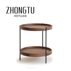 <span class=keywords><strong>Table</strong></span> d'appoint ronde <span class=keywords><strong>en</strong></span> bois massif de designer moderne Support <span class=keywords><strong>en</strong></span> acier pour coin salon Centre café Petite <span class=keywords><strong>table</strong></span> <span class=keywords><strong>à</strong></span> thé double couche - Product Image 1