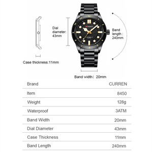 Reloj de Pulsera CURREN 8450 de Moda, Forma Redonda, Cuarzo, Resistente al Agua, para Hombre, con Doble Calendario y Visualización de Fecha - Product Image 6