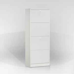 Scarpiera con 4 ante a ribalta, modello multiuso, 62x18 cm, H. 148, bianco - Product Image 1