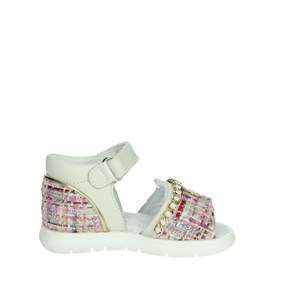 Sandales pour filles Balducci Cit6961, blanches, fuchsia, avec lanières en tweed et semelle compensée - Product Image 4