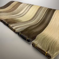Extensions de cheveux blondes 22-24 pouces, trame de peau, cheveux humains russes bruts Remy d'un seul donneur, double épaisseur, résistantes à la chute, qualité salon