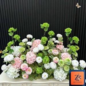 Arreglos Florales de Hortensias Rosas y Verdes de Tacto Real para Bodas, Centros de Mesa, Decoración Artificial para Baby Shower y Pasillos de Fiesta - Product Image 5