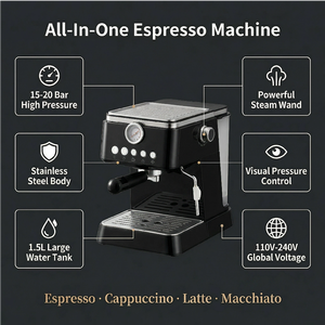 Cafetera Espresso de 20 Bares con 4 Modos, Espumador de Leche Manos Libres, Cafetera para Cappuccinos y Lattes - Product Image 4