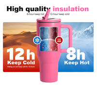 Yeway Mug de Voyage d'Aventure 40oz Personnalisable à Logo, Tasse à Café Isotherme 18/8 sous Vide avec Poignée et Paille, Offre Exceptionnelle