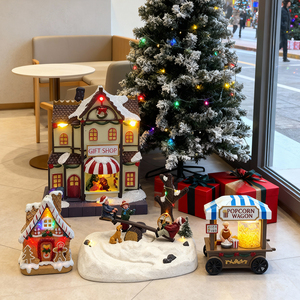 Modelo de <span class=keywords><strong>Villa</strong></span> <span class=keywords><strong>Navideña</strong></span> de Resina Brillante LED Recargable, Decoración de Escritorio, Regalo, Suministro de Fábrica - Product Image 6