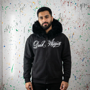Sweat à capuche vintage surdimensionné pour homme, couleur personnalisée, 450 GSM, 100% coton, fermeture éclair, capuche en fourrure épaisse, fils fins personnalisés, style streetwear - Product Image 1