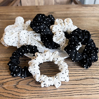 Chouchous en satin à pois pour femmes, élastiques à cheveux style vintage, en tissu doux, attaches pour queue de cheval, accessoire capillaire