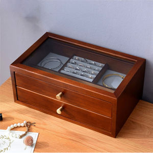 DS Custom Rectangle Multi-layer <b>Drawer</b> Type Modern Stylish Chinese <b>Storage</b> Display Wood Jewelry <b>Box</b> for Rings - Product Image 3