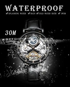 Drop Shipping KINYUED Men's Mechanical Watch Leather Strap <b>Moon</b> Phase Analog Luxury Fashion Sapphire <b>Crystal</b> Wholesale - Product Image 5