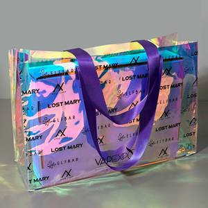 Sac fourre-tout durable en PVC transparent holographique laser, lavable, motif à pois simple, avec poignée, idéal pour le shopping et la vie quotidienne - Product Image 2