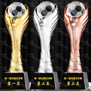 Trophy Manufacturer Custom Design, Custom Blank Metal Resin Gold Presenting Awards Africa Soccer Trophies/