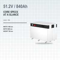 Batterie de stockage solaire LiFePO4 51,2 V 840 Ah 43 kWh avec BMS pour le stockage d'énergie hors réseau résidentiel et commercial
