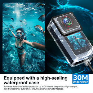 Caméra de poche 4K, caméra de casque, 60 ips, 20 MP, écran tactile double de 1,3 pouce, stabilisation sur 6 axes, panoramique à 360 degrés, étanche à 98 pieds - Product Image 4