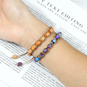 Bracelets en pierre naturelle bohème, corde en chanvre, fermoir carré plaqué argent antique, bijoux unisexes, cadeau - Product Image 5