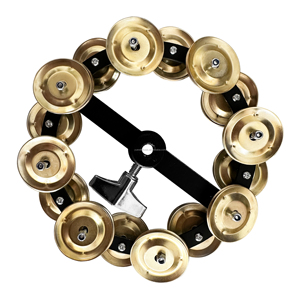 Tamburello Hi-Hat con doppia fila Jingles in acciaio inox per suonatori di batteria - Product Image 1