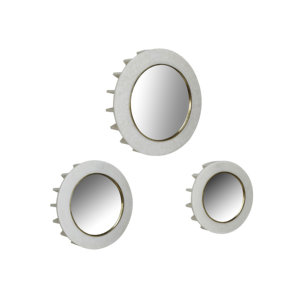 Round <b>Wall</b> <b>Mirrors</b> Modern Design Resin Glass Wood Casual Home Decor <b>Set</b> Of 3 18 15 12 Inches - Product Image 3