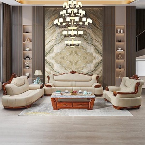 Set di Divani in Vera Pelle di Alta Qualità con Struttura in Legno d'Ebano, Stile Cinese Moderno a Forma di U, Arredamento per Soggiorno in Legno Massello - Product Image 3