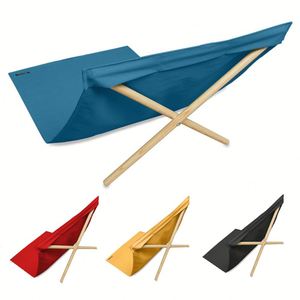 Chaise longue de plage pliable en bois et toile avec dossier réglable, sans sable, pour camping et plage – Offre spéciale - Product Image 1